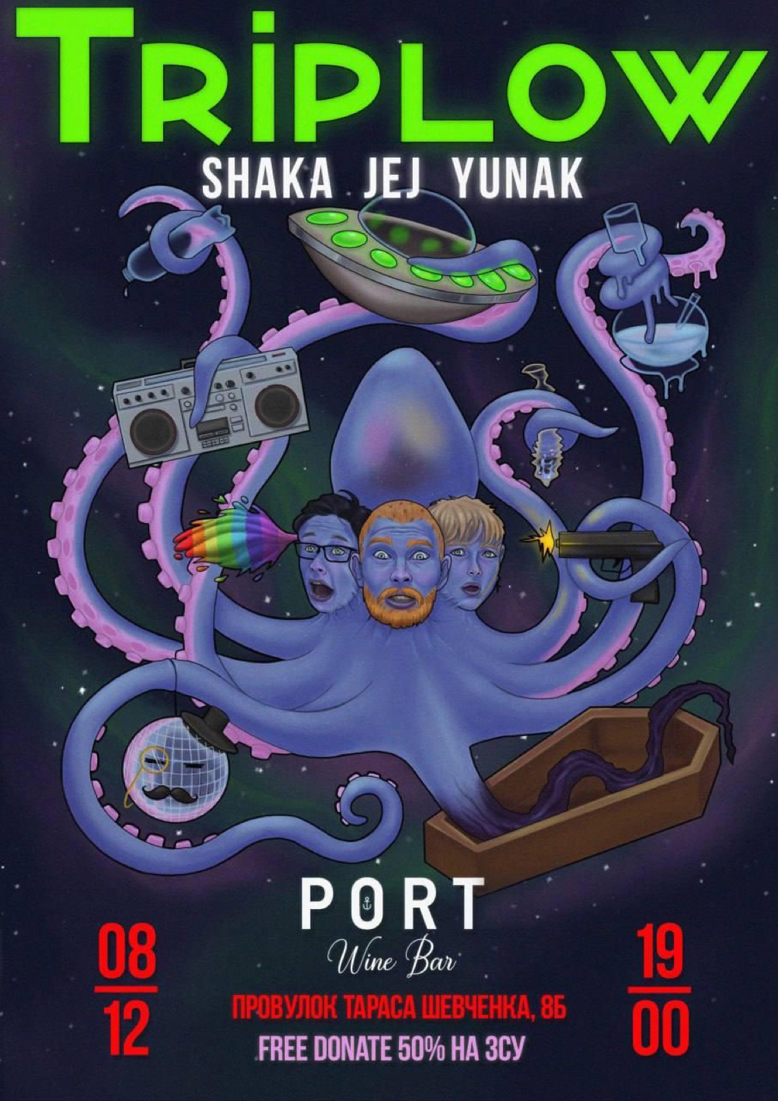 Poster for Triplow, a gig with Shaka and Jej